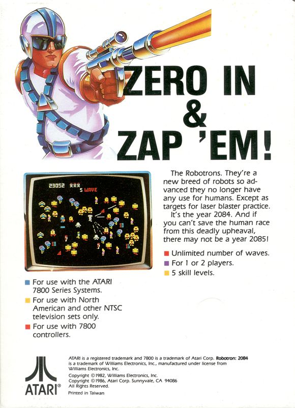 Robotron: 2084 box art for Atari 7800